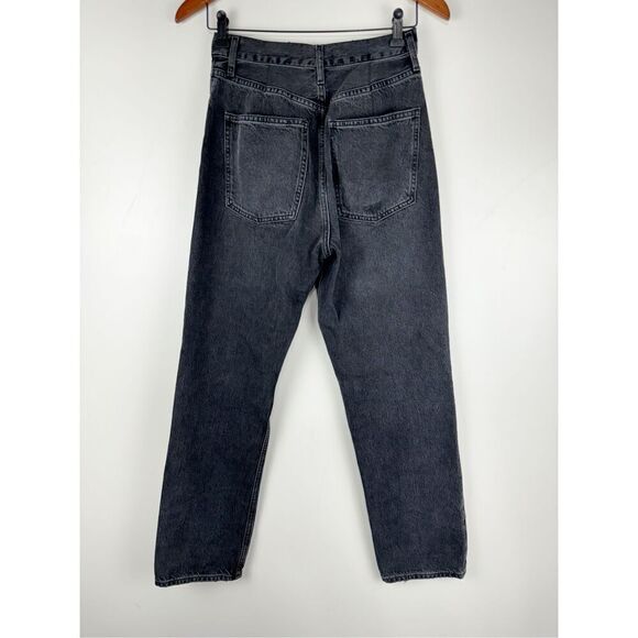 Agolde Women's Distressed Button Fly Straight 90's Jeans Charcoal Black Size 26 - Picture 5 of 6